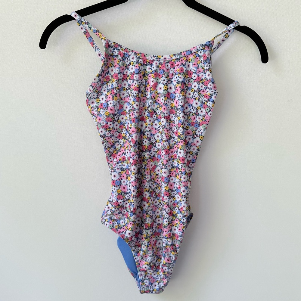 GAP Kids Girls Floral Multicolor Cross back One Piece Swimsuit size XL